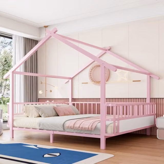 letto per bambini in metallo rosa 140 x 200 cm