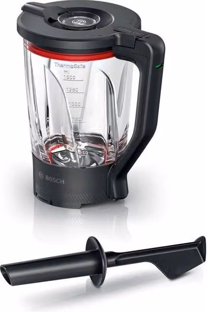 Bosch MUZS6MX Serie 6 Accessorio Blender in Vetro da 1,5 L con Lame in Acciaio Inox ProEdge, Nero e Trasparente