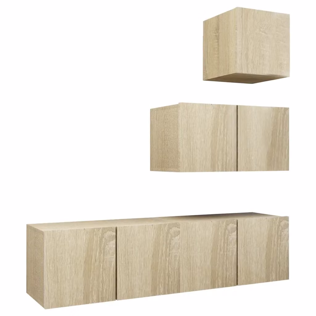 Set di mobili TV moderno vidaXL in legno beige da soggiorno, composto da 4 pezzi con montaggio a parete – 2