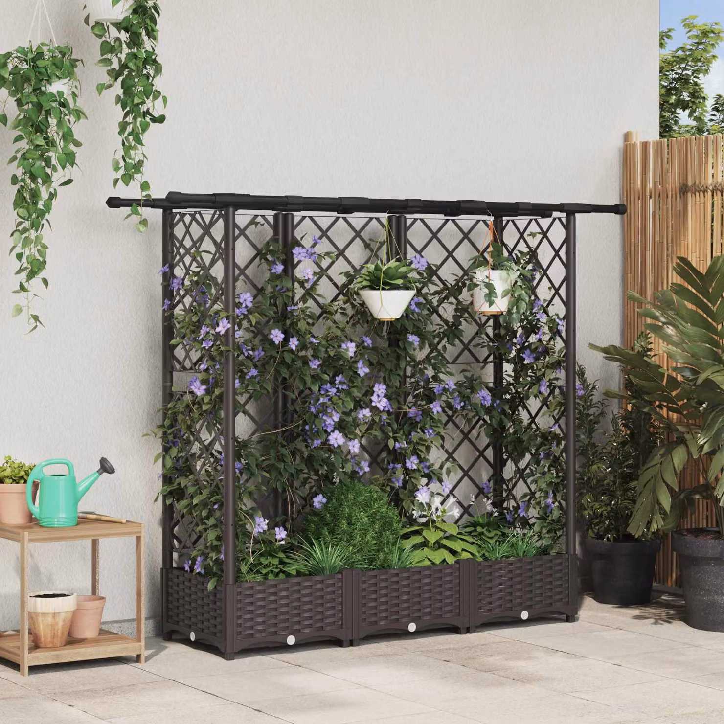 Letto rialzato con griglia e tetto vidaXL marrone L: 164 cm, P: 40 cm, H: 121 cm