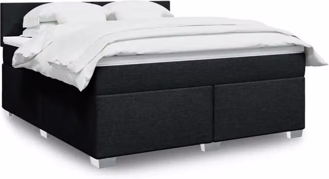 Letto Ibrido vidaXL con Giroletto a Molle e Materasso in Tessuto Nero e Bianco L/P: 180 x 200 cm