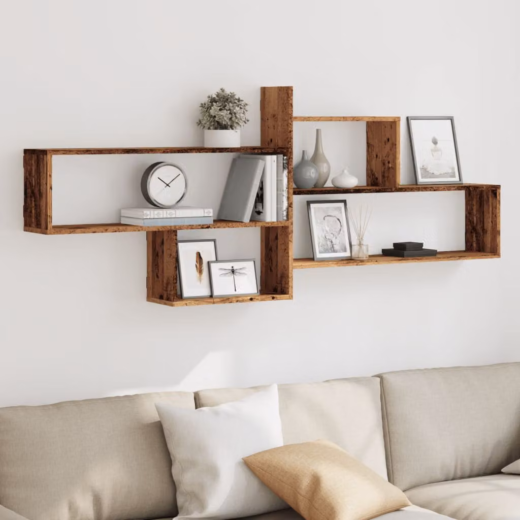 vidaXL Mensola a Parete in Legno Antico Marrone L: 167,5 cm, H: 68 cm, P: 18 cm