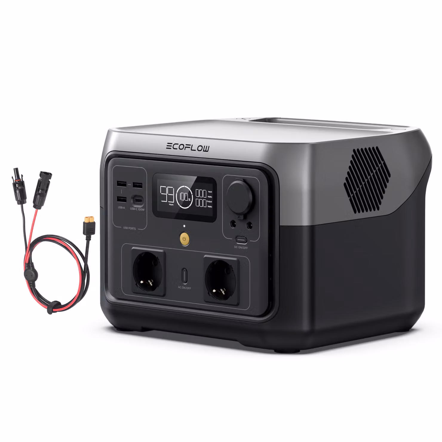 EF ECOFLOW RIVER 2 MAX con cavo XT60 3,5M 512Wh Centrale elettrica portatile, generatore solare con LiFeP04, carica rapida in 1 ora