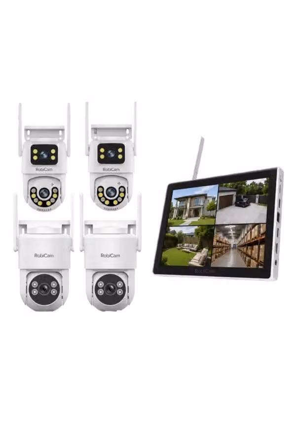 Kit videosorveglianza WiFi RobiCam LCD 10.1" NVR 8CH 4 telecamere PTZ