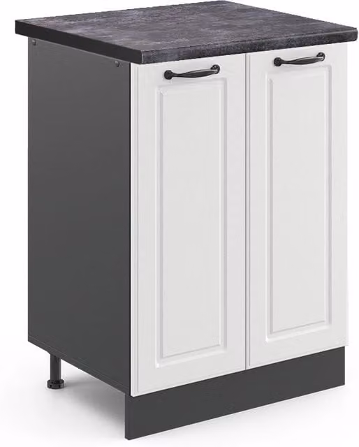 Mobiletto base cucina R-Line Bianco rustico/Antracite 60 cm, PL Antracite Vicco