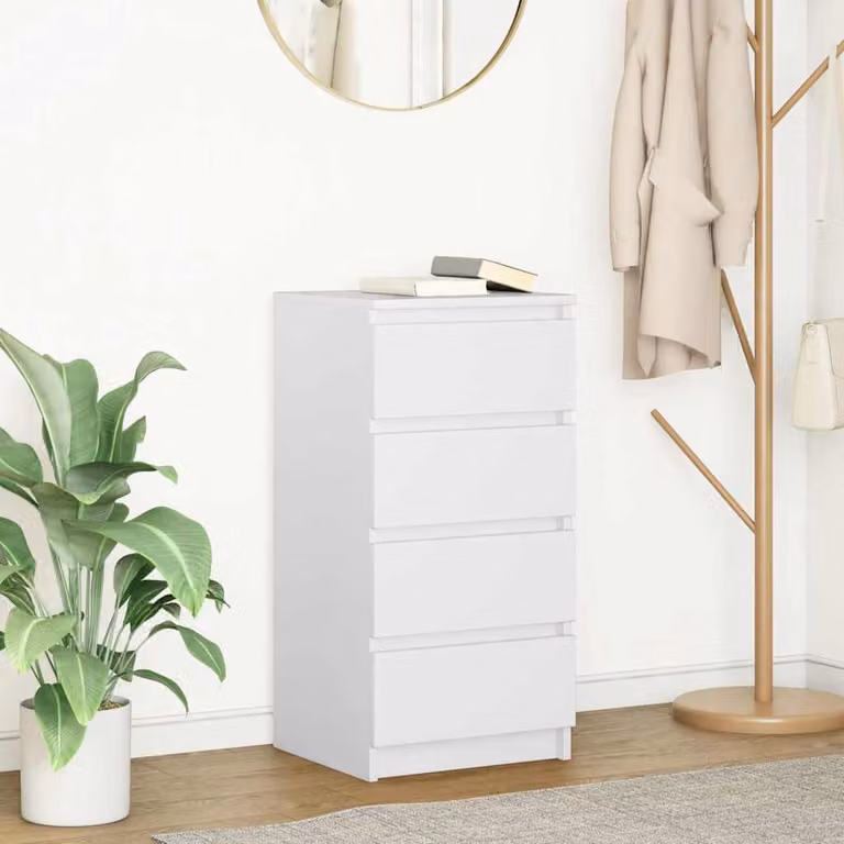 Credenza bianca vidaXL in legno e MDF con design minimalista, L 37,5 cm x P 35 cm x H 76 cm