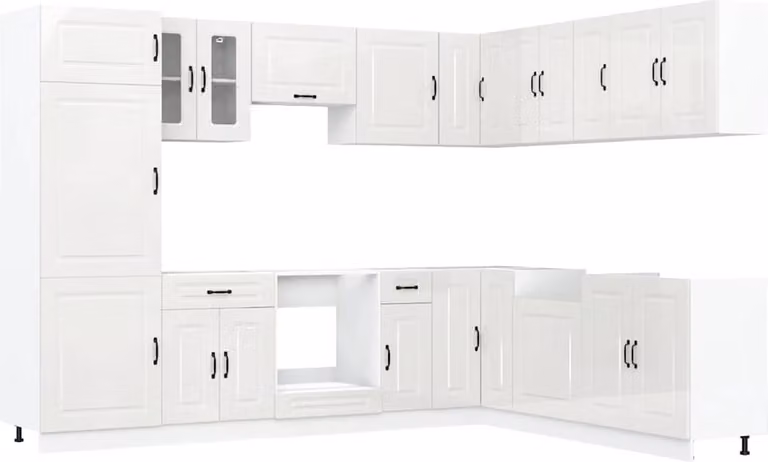 Set Mobili da Cucina 14 pz Kalmar Bianchi Lucido in Truciolato
