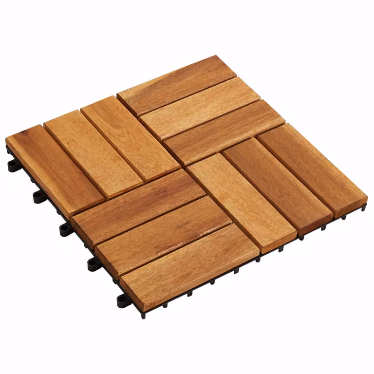 Set di 20 piastrelle per decking vidaXL in legno di acacia, colore marrone, 30 x 30 cm
