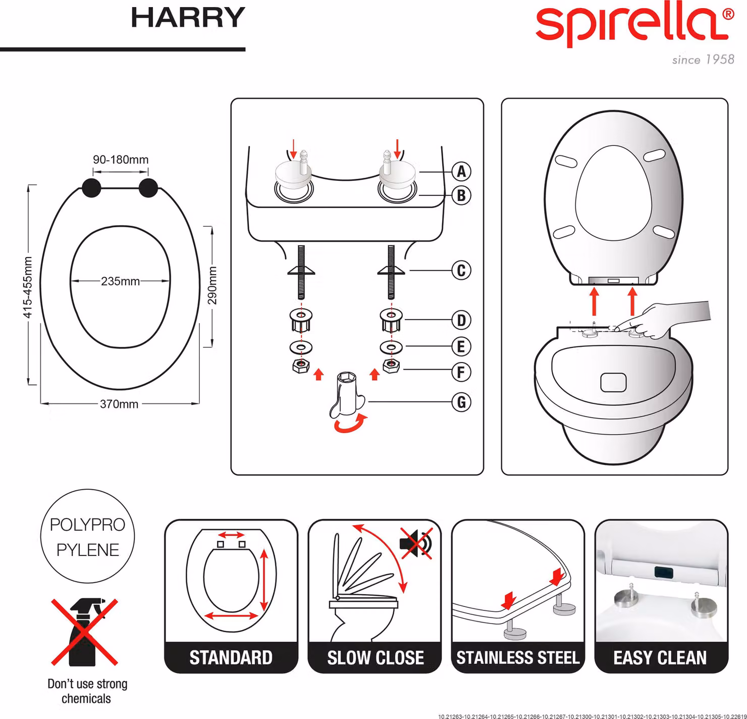 Sedile WC Spirella Harry con chiusura ammortizzata e rimovibile con un semplice clic per la pulizia, colore grigio chiaro – Sistema Easy Fix Clip