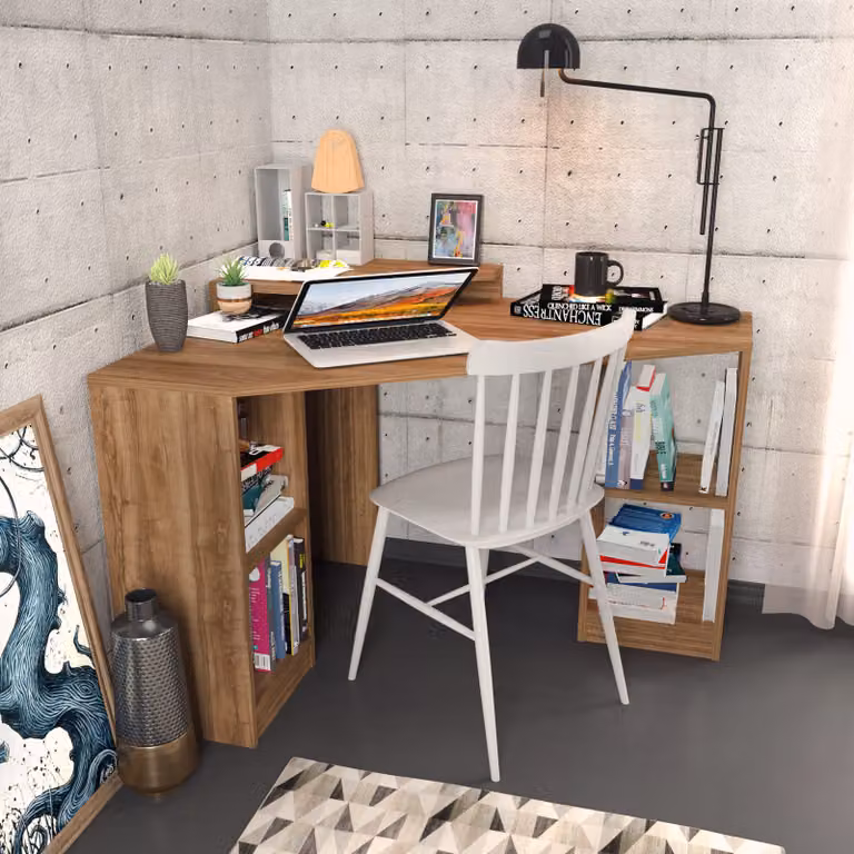 Skye Decor, Floating - Noce, scrivania, noce, 100% pannelli truciolari rivestiti in melamina, 120 x 90 x 76,8 cm