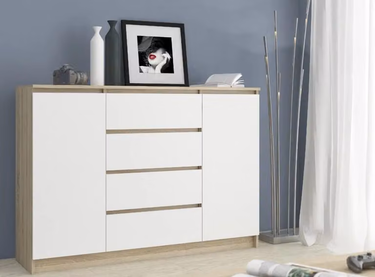 Cassettiera combinata ampia SAVRILA - rovere Sonoma / bianco