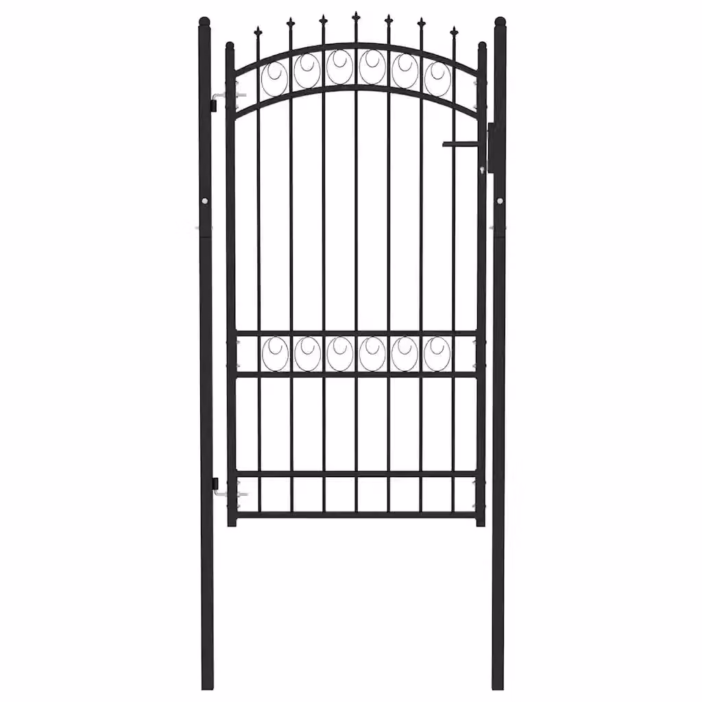 Cancello singolo a battente vidaXL in acciaio nero, L: 104 cm, H: 134,5 cm – 2