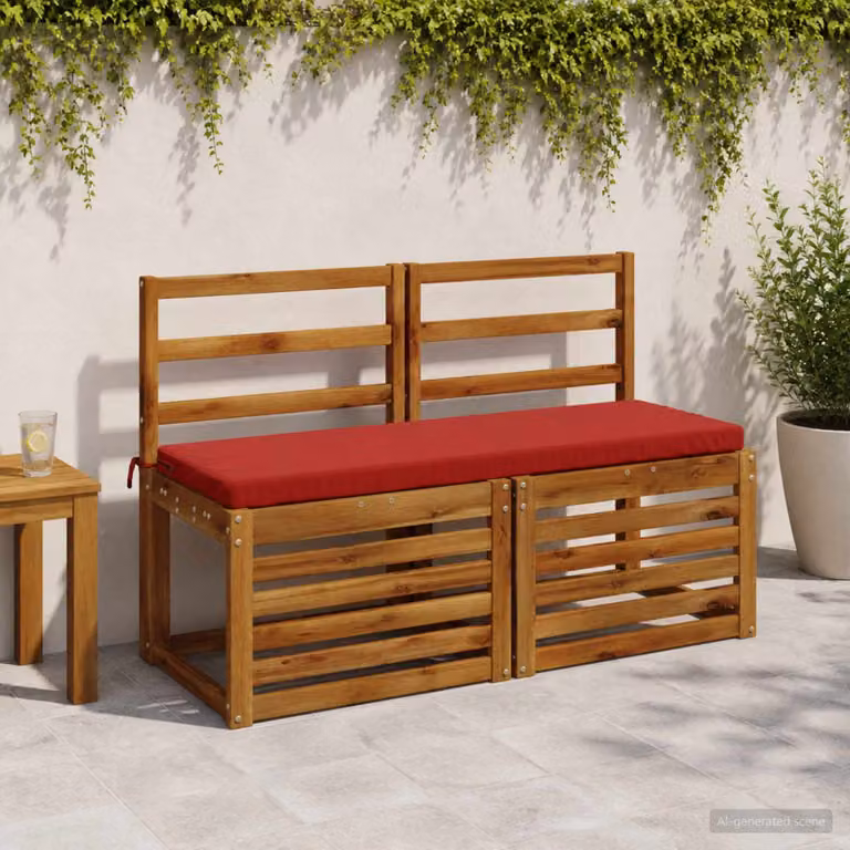 Set di 2 cuscini per panchina vidaXL SOEST in poliestere rossi con fodera rimovibile e resistente ai raggi UV