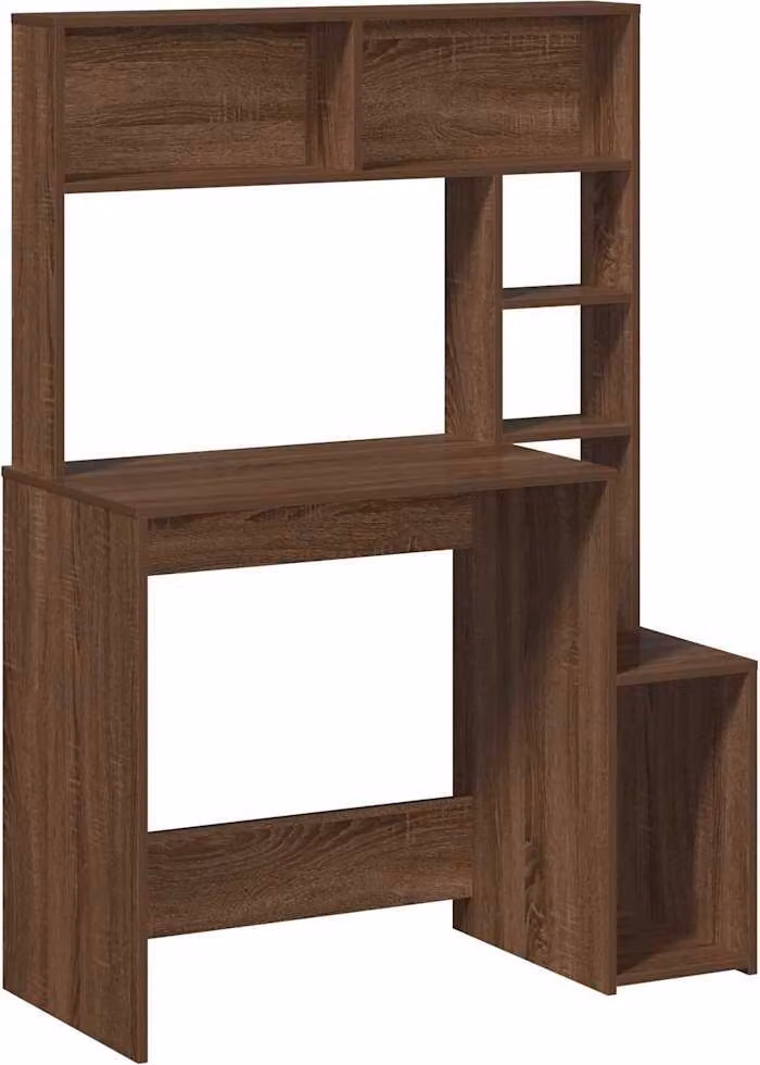 Scrivania Mensole Rovere Marrone 100x45x140cm Legno Multistrato