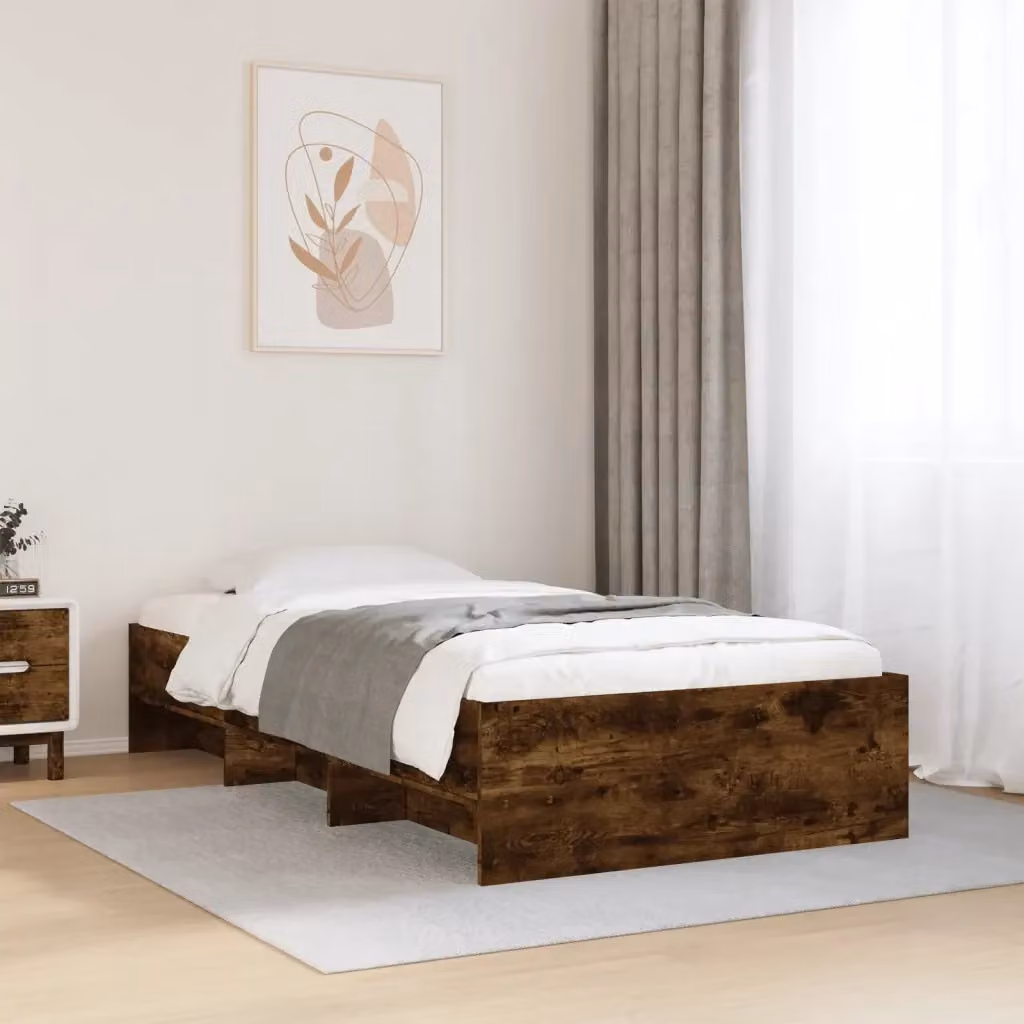 Letto singolo per adulti Design In in truciolato color rovere fumo con vani laterali L/P/H: 200 x 90 x 35 cm – 2