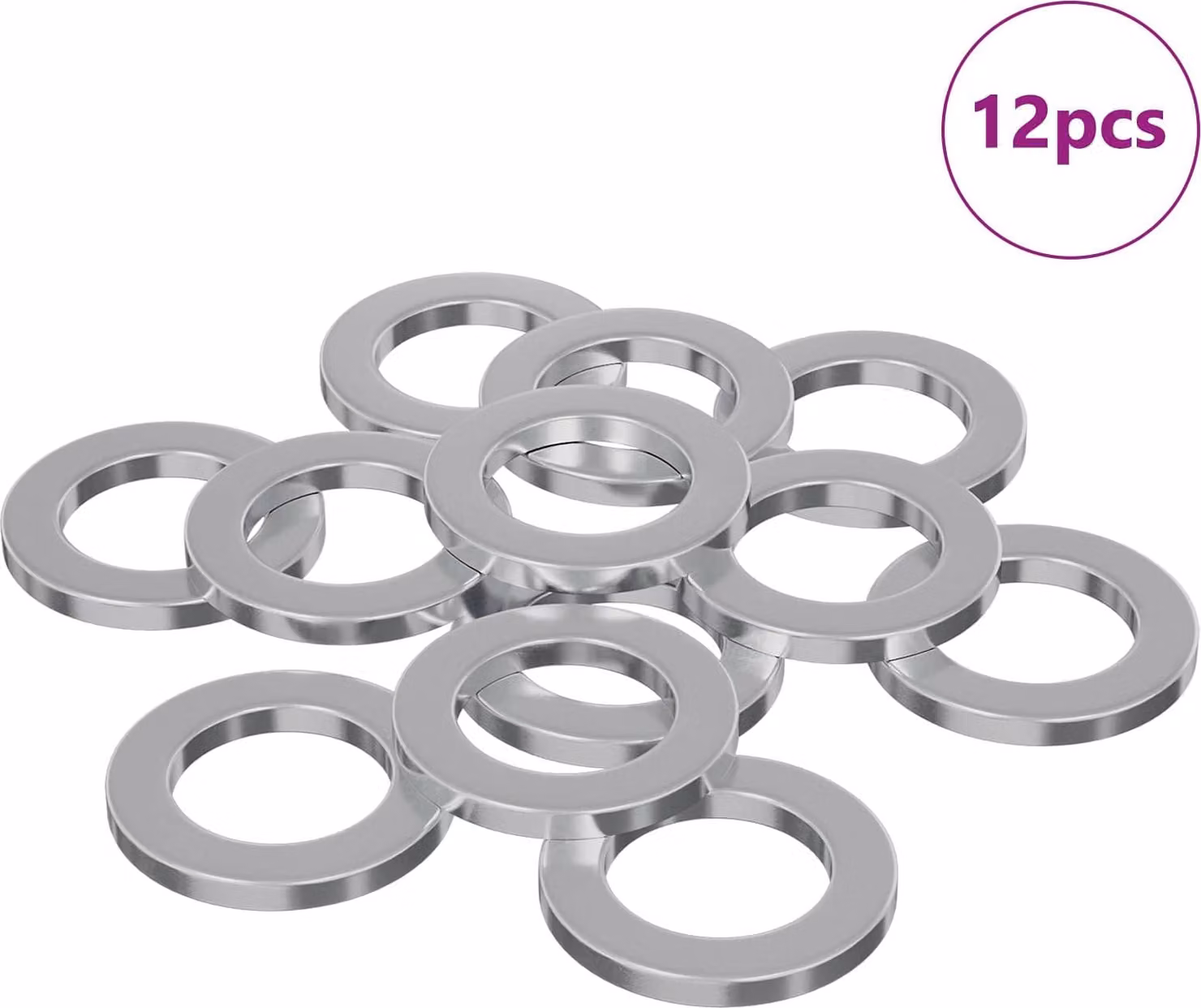 Rondelle 12 pcs Argento 10 x 10 x 1,2 mm Ferro