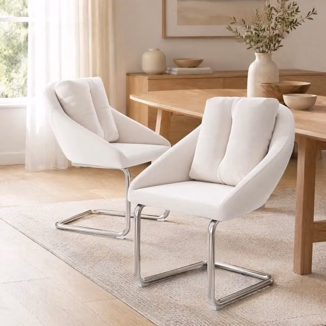 Set da 2 sedie moderne REDOM imbottite in velluto beige, H 72,39 x L 60,96 x P 50,17 cm