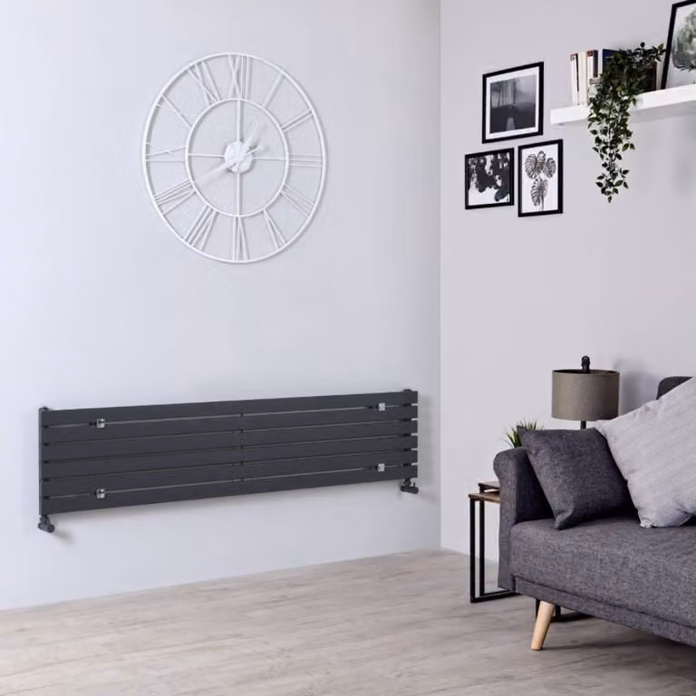 Radiatore di Design Orizzontale Antracite - 354 x 1600mm - 625W - Sloane