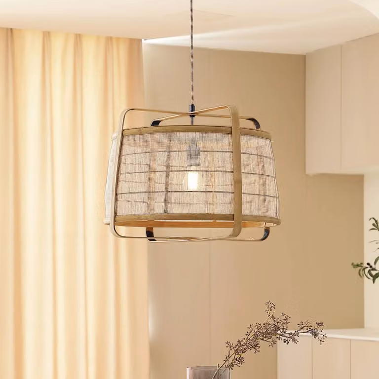 Lampada a sospensione Liriana Lindby, dimmerabile, Legno chiaro, Soggiorno / Sala da pranzo, Legno, Campagna / Rustiche, Lampada a sospensione