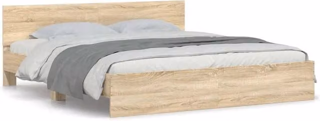 Letto matrimoniale | Letto per adulti | Giroletto con Testiera Rovere Sonoma 200x200 cm