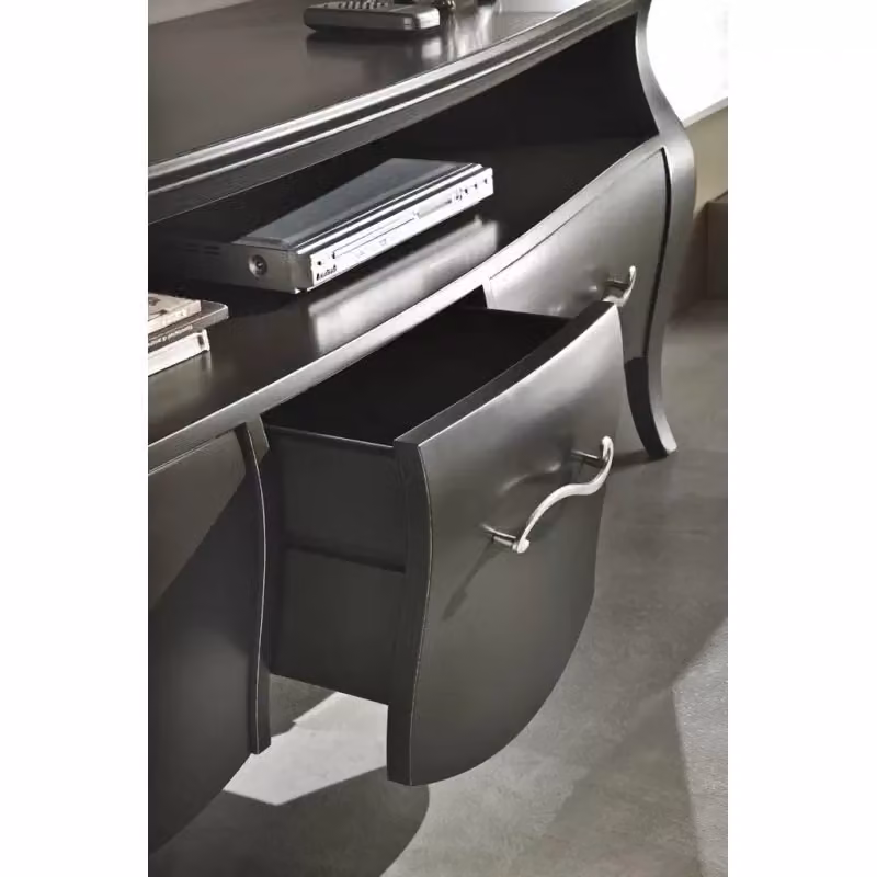 Mobile porta TV moderno in legno laccato nero Mobili 2G L176 x P45 x H62 cm – 2