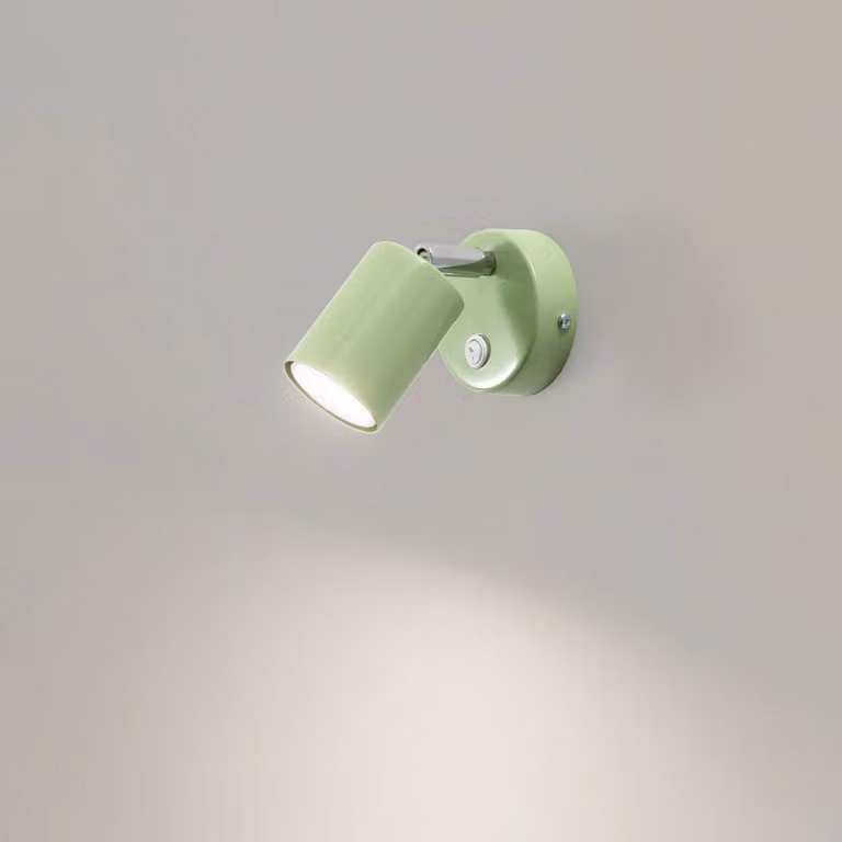 Faretto da parete Fun, verde chiaro, altezza 14 cm, regolabile, GU10 Fun Luminex, Verde, Soggiorno / Sala da pranzo, Metallo, Moderno, Faretto alogeno