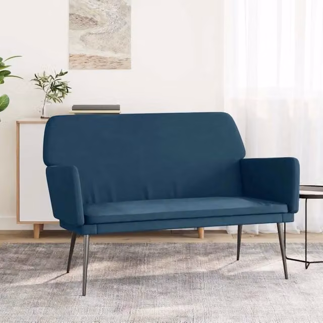 Panca-Sgabello Blu 108x79x79 cm in Velluto 162685