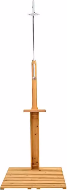 Doccia da Giardino in Legno e Acciaio Inox Marrone DESIGN IN L 75 x P 75 x H 221 cm