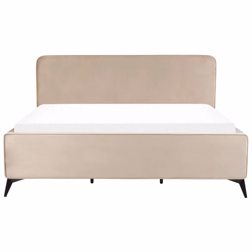 Letto Beliani in velluto Grigio Talpa con doghe in legno e gambe in metallo L/P/H: 220 x 180 x 110 cm – 2