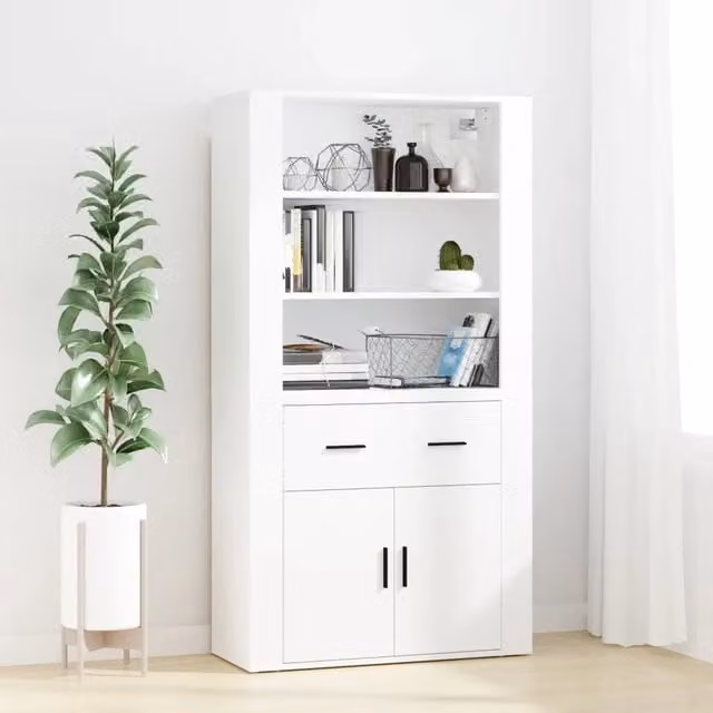 Credenza | Madia | Buffet da pranzo | Armadio da pranzo Bianca in Legno Multistrato