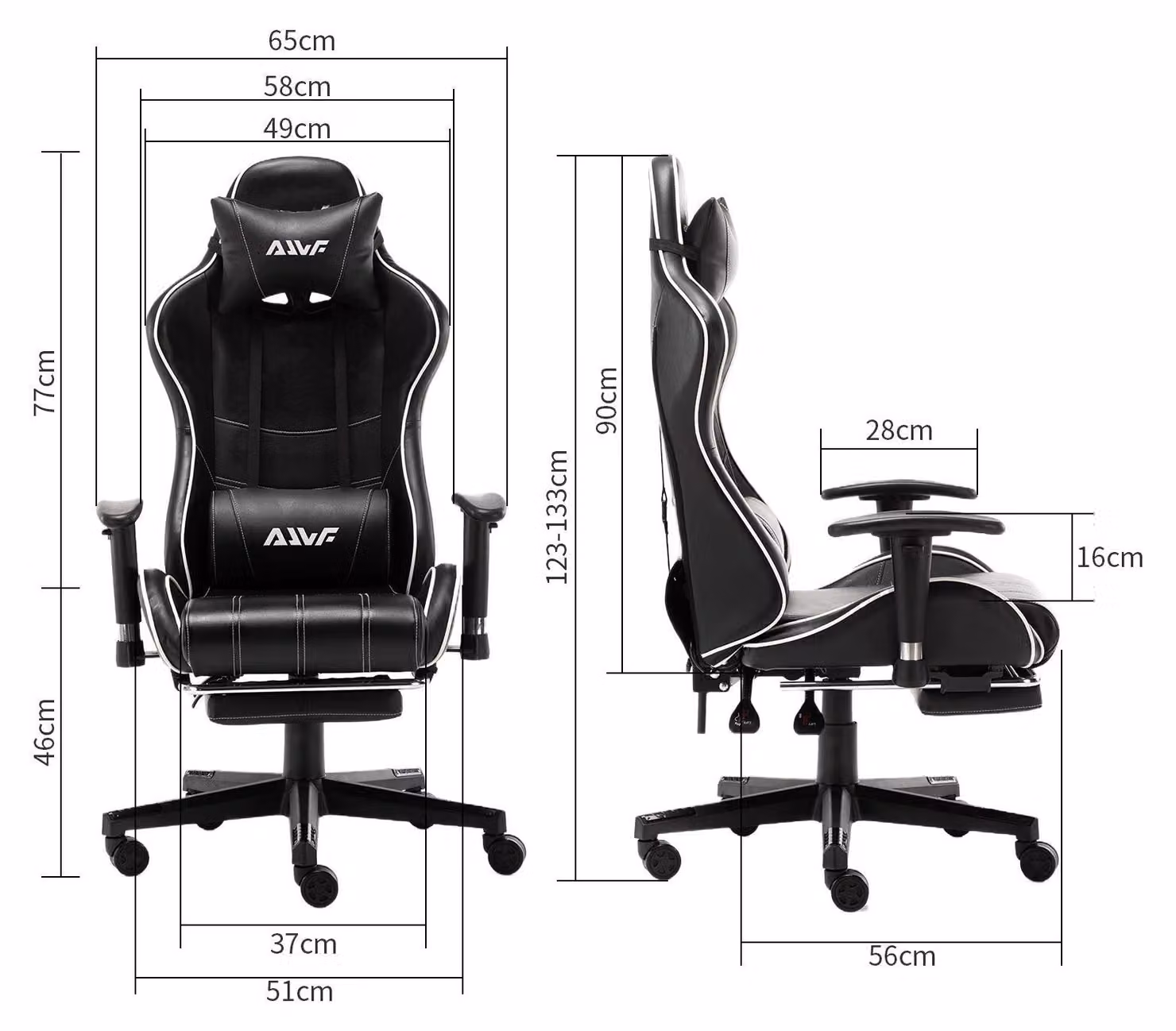 Sedia da gaming – Sedia da ufficio in stile auto da corsa, con imbottitura in memory foam e poggiapiedi