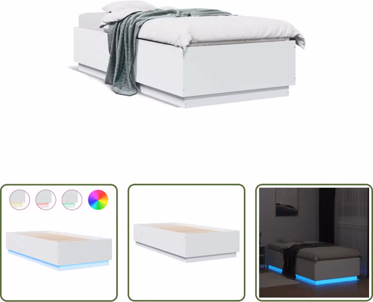 The Living Store Giroletto con LED bianco 100x200 cm Materiale in legno