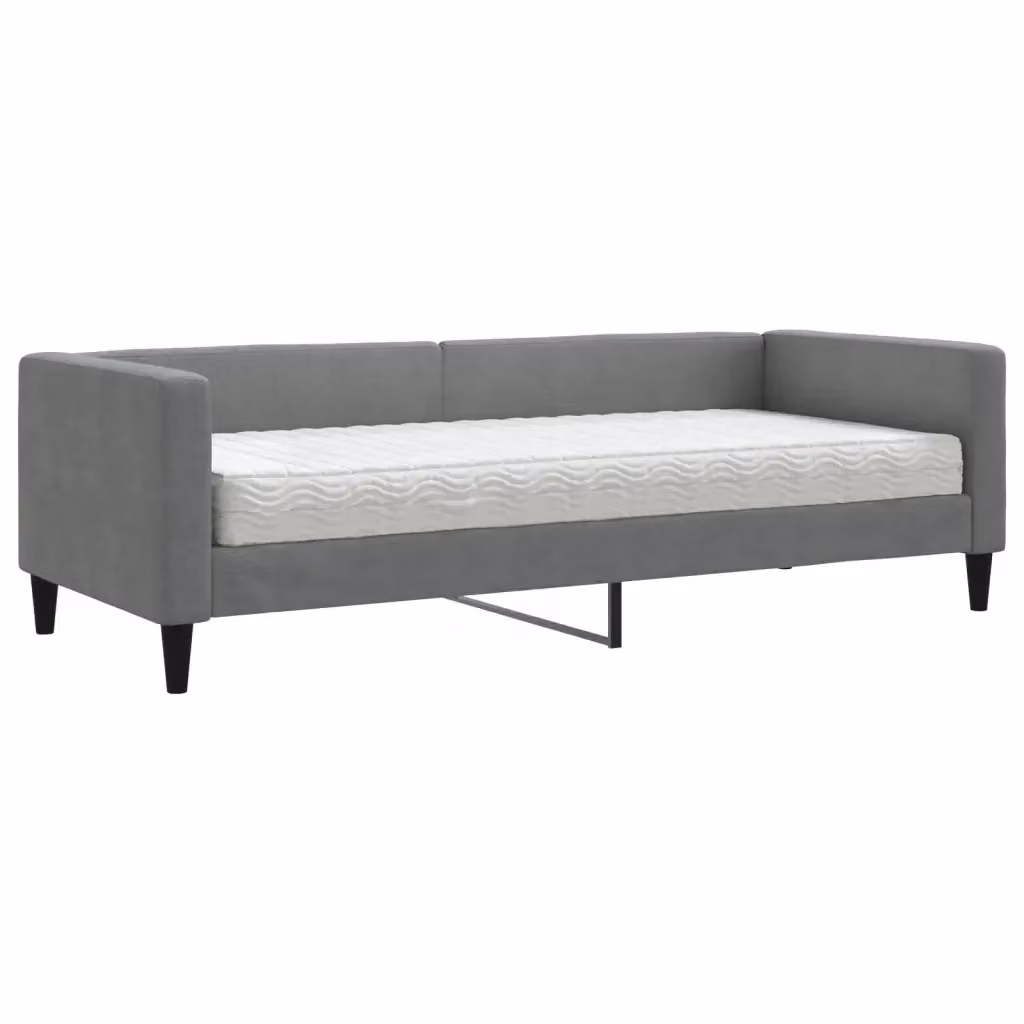 Divano Letto Moderno vidaXL in Tessuto Grigio con Materasso L: 200 cm, P: 80 cm, H: 68 cm – 2