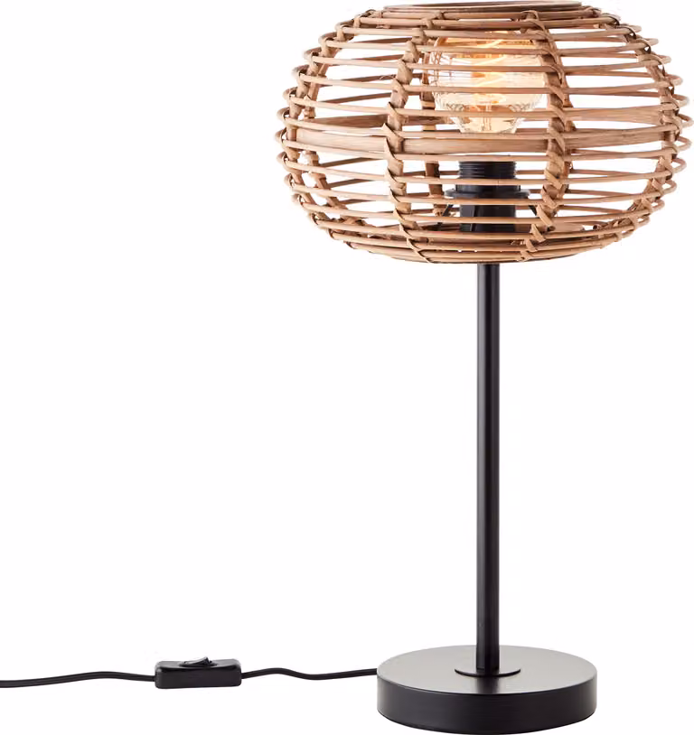 BRILLIANT Woodball lampada da tavolo 1flg nero opaco/bamboo