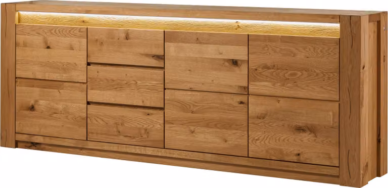 MASSIVMOEBEL24 | Credenza in legno di quercia selvatica 223x40x85 oliato marrone KENT #331