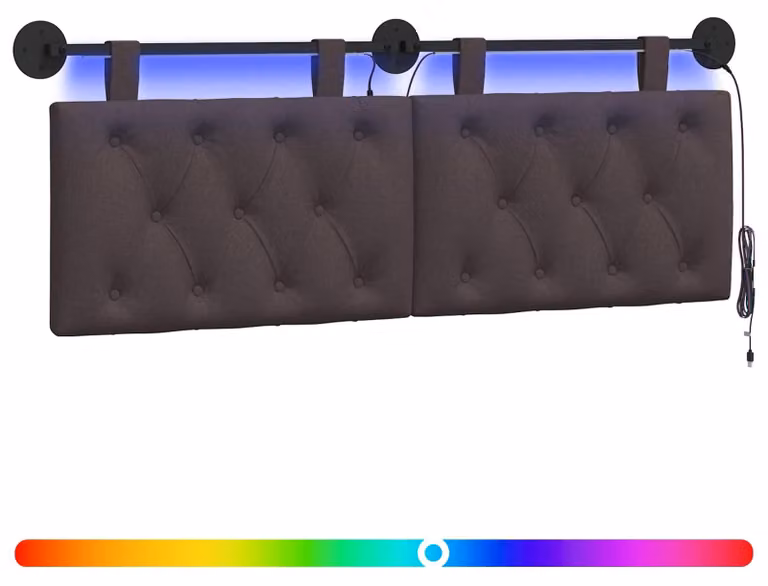 Testiera sospesa Con luce LED Marrone Scuro Tessuto