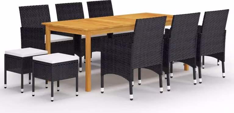 Maison Exclusive - Set da pranzo da giardino da 11 pezzi, nero