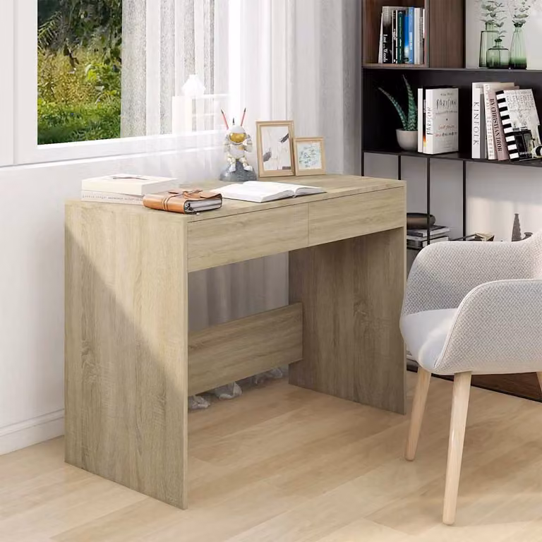 Scrivania moderna vidaXL in MDF laminato color rovere sonoma, L 101 cm x P 50 cm x H 76,5 cm