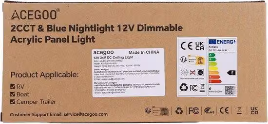 Plafoniera LED dimmerabile da 12 V, 6 W, 620 lm, acrilico bianco e nero