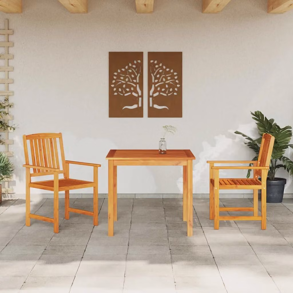 Set da Pranzo per Giardino e Terrazzo vidaXL in Legno di Acacia Marrone 3 Pezzi – 1