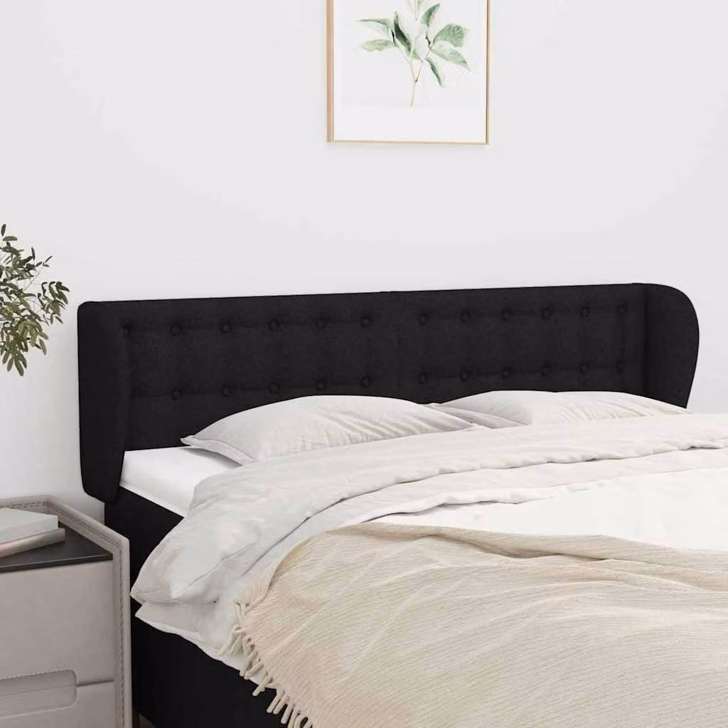 Testiera ad orecchio vidaXL in tessuto nero L: 147 cm, P: 23 cm, H: 78-88 cm