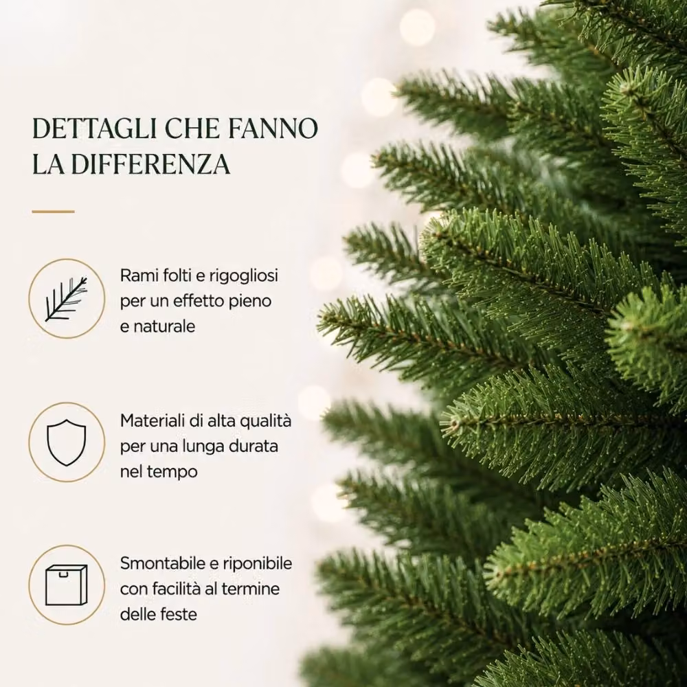 Albero di Natale artificiale realistico e folto XONE verde H: 180 cm – 2