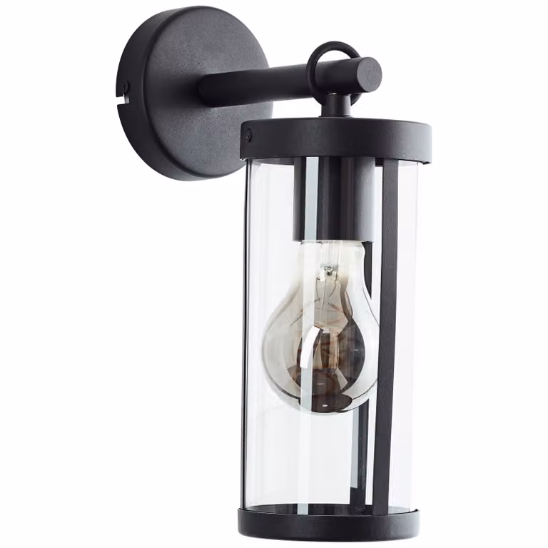 BRILLIANT Lampada da esterno nera SIDNEY | 1 attacco E27 max. 20 Watt | IP44 | Metallo/Vetro