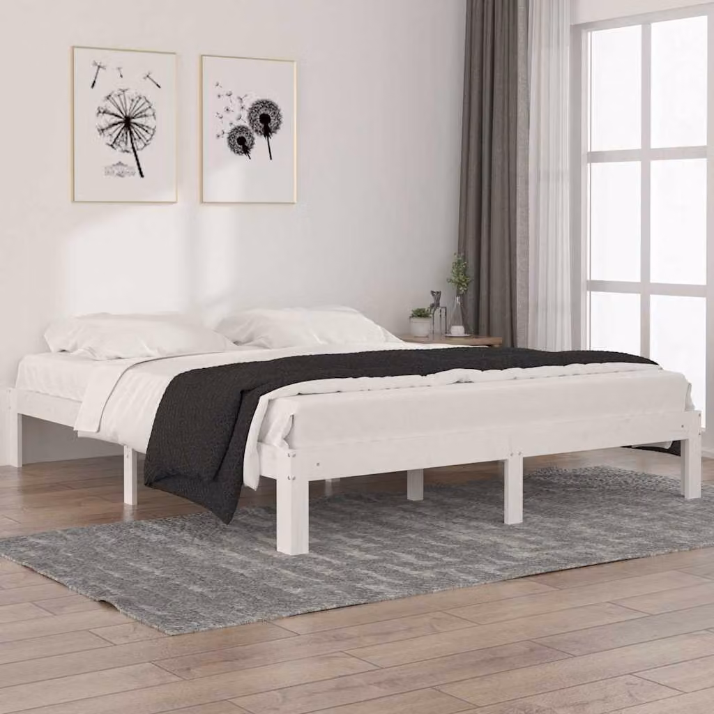 Giroletto vidaXL in legno massello di pino bianco con doghe fisse L: 160 cm, P: 200 cm