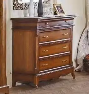 Comò in legno stile arte povera modello Anna KIVIO color noce scuro