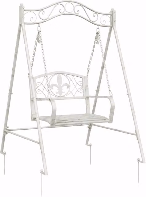 Panchina a Dondolo Acciaio 113 x 121,5 x 168 cm Bianco Antico CFW6280389