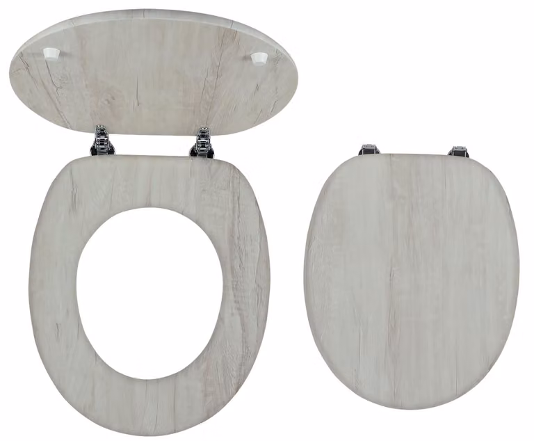 Sedile WC Novaservis, MDF impiallacciato, cerniere in metallo cromato