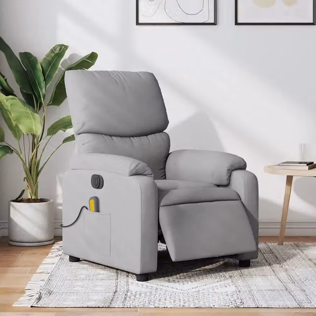 Poltrona Reclinabile Massaggio Elettrica Grigio Chiaro Tessuto 3204812