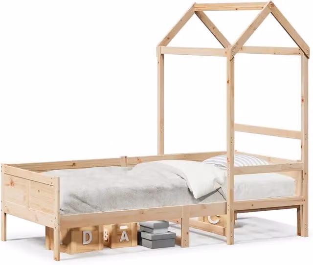 Letto singolo | Letto per adulti | Dormeuse con Tetto 80x200 cm in Legno Massello di Pino