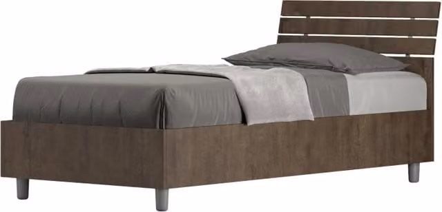 BS COM Letto singolo senza rete 80x200 testata inclinata con doghe noce